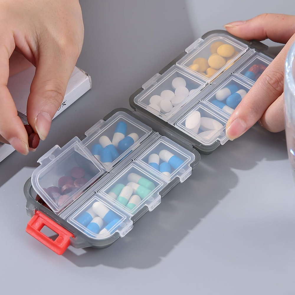 Portable Pocket Pill Organizer with Labels